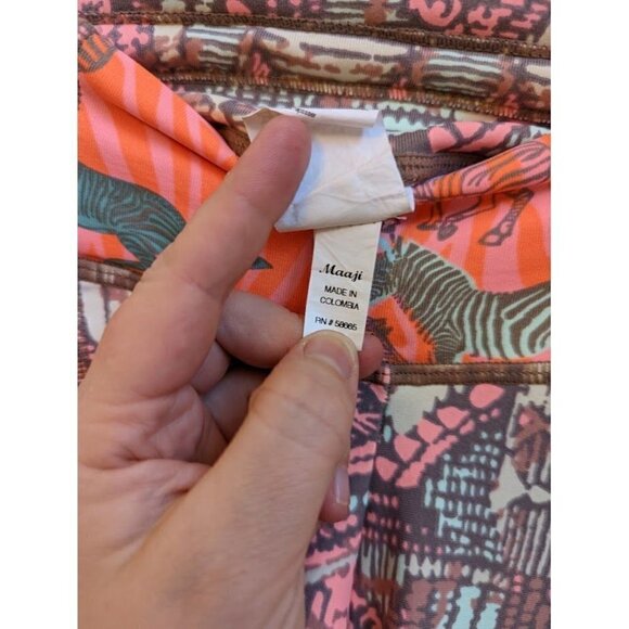 Maaji Womens Legging African Animal Print Abstract Gray/Orange X-Small - Picture 5 of 6